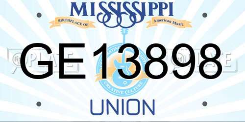 GE13898 Mississippi License Plate