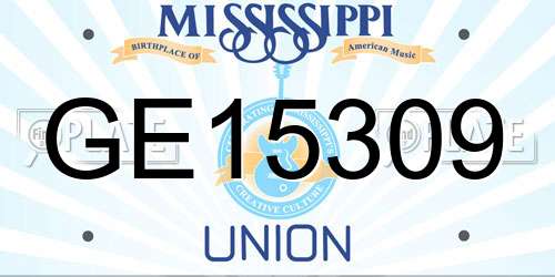 GE15309 Mississippi License Plate