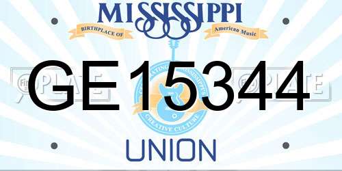 GE15344 Mississippi License Plate