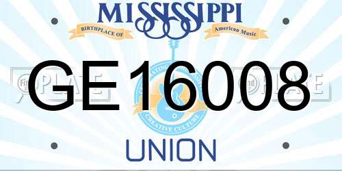 GE16008 Mississippi License Plate