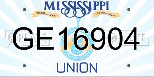 GE16904 Mississippi License Plate