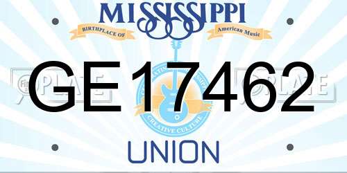 GE17462 Mississippi License Plate