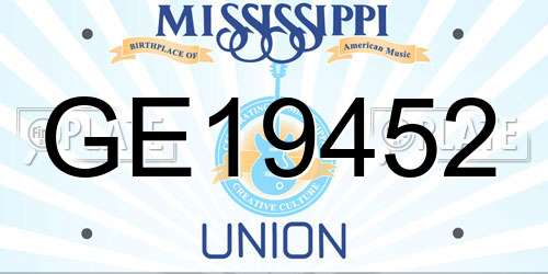 GE19452 Mississippi License Plate