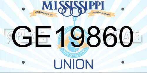 GE19860 Mississippi License Plate