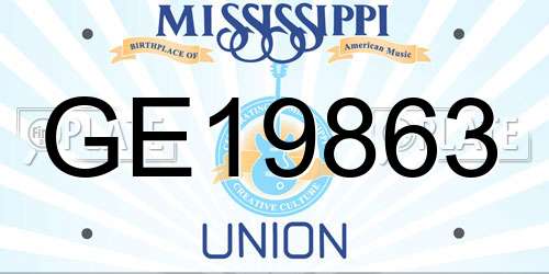 GE19863 Mississippi License Plate