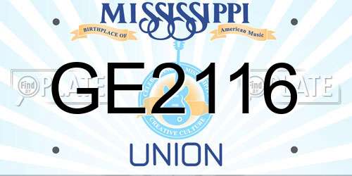 GE2116 Mississippi License Plate