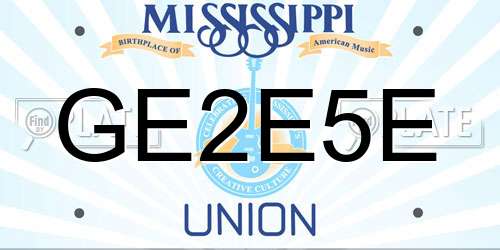 GE2E5E Mississippi License Plate