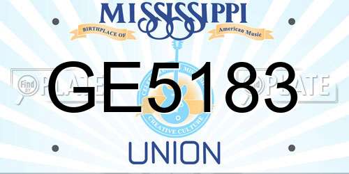 GE5183 Mississippi License Plate