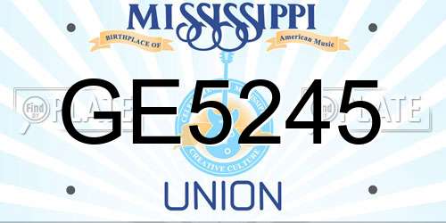 GE5245 Mississippi License Plate
