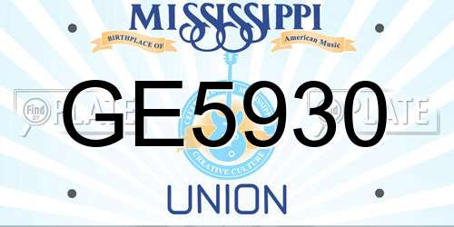 GE5930 Mississippi License Plate