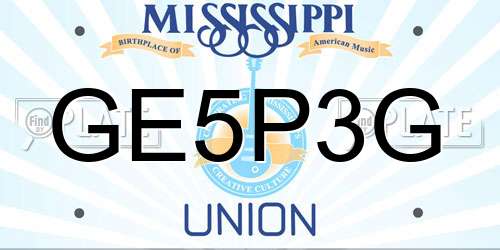 GE5P3G Mississippi License Plate