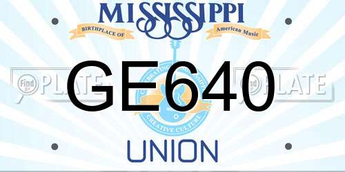 GE640 Mississippi License Plate