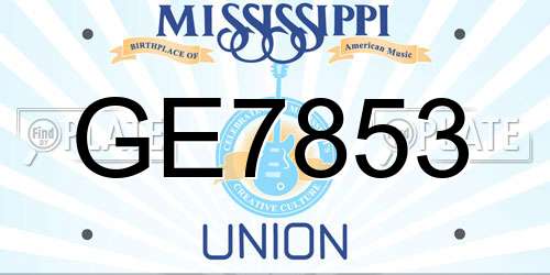 GE7853 Mississippi License Plate