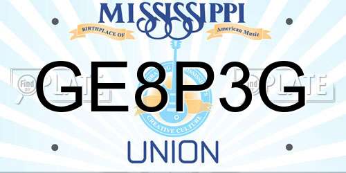GE8P3G Mississippi License Plate