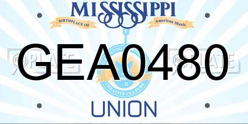 GEA0480 Mississippi License Plate