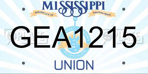 GEA1215 Mississippi License Plate