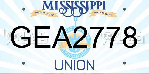 GEA2778 Mississippi License Plate