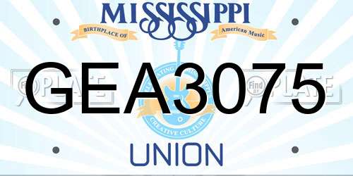 GEA3075 Mississippi License Plate