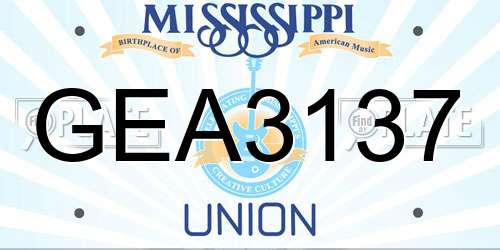 GEA3137 Mississippi License Plate
