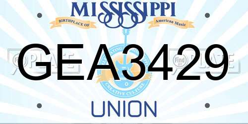 GEA3429 Mississippi License Plate