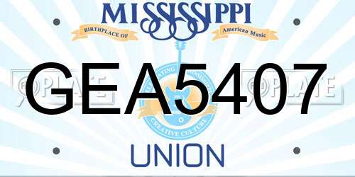 GEA5407 Mississippi License Plate