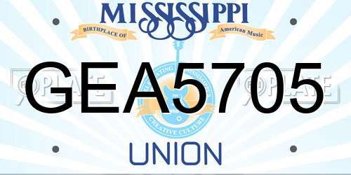 GEA5705 Mississippi License Plate