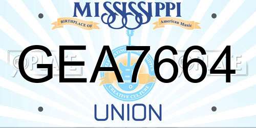GEA7664 Mississippi License Plate
