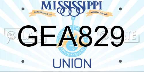 GEA829 Mississippi License Plate