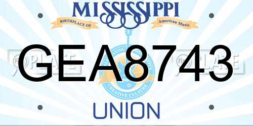 GEA8743 Mississippi License Plate