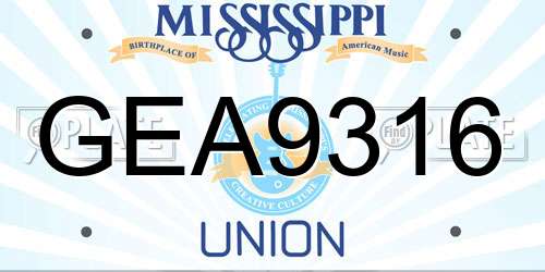GEA9316 Mississippi License Plate