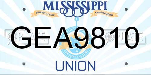 GEA9810 Mississippi License Plate