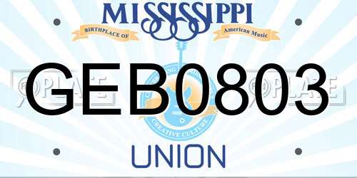 GEB0803 Mississippi License Plate