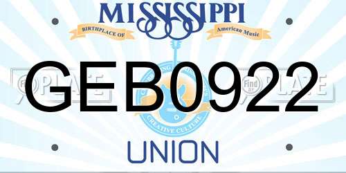 GEB0922 Mississippi License Plate