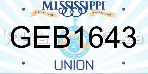 GEB1643 Mississippi License Plate
