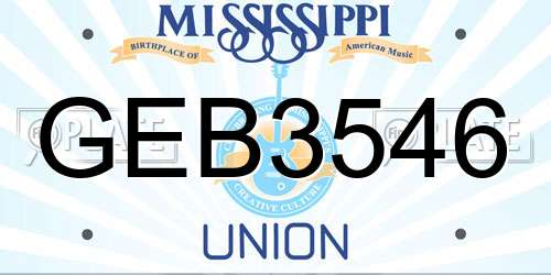 GEB3546 Mississippi License Plate