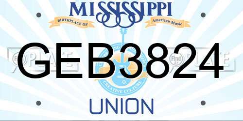 GEB3824 Mississippi License Plate