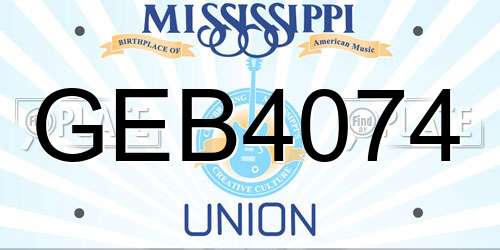 GEB4074 Mississippi License Plate