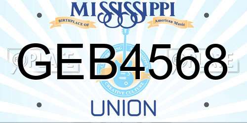 GEB4568 Mississippi License Plate