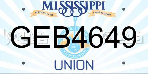 GEB4649 Mississippi License Plate
