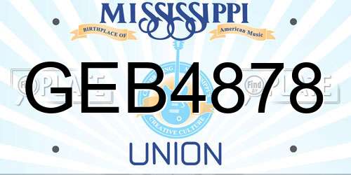 GEB4878 Mississippi License Plate