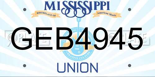 GEB4945 Mississippi License Plate