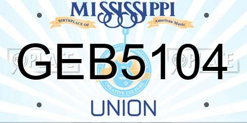 GEB5104 Mississippi License Plate