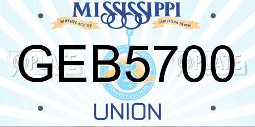 GEB5700 Mississippi License Plate