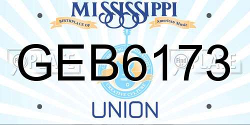 GEB6173 Mississippi License Plate