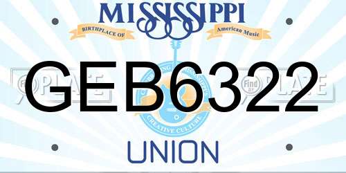GEB6322 Mississippi License Plate