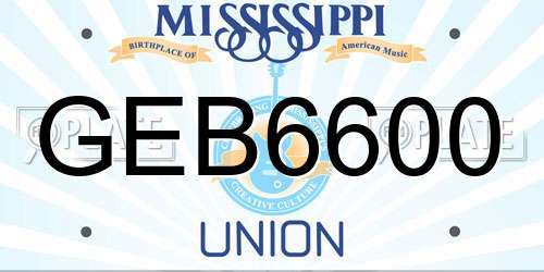 GEB6600 Mississippi License Plate