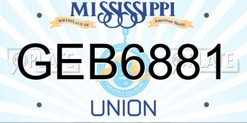 GEB6881 Mississippi License Plate