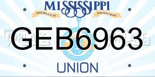GEB6963 Mississippi License Plate