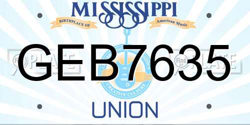 GEB7635 Mississippi License Plate