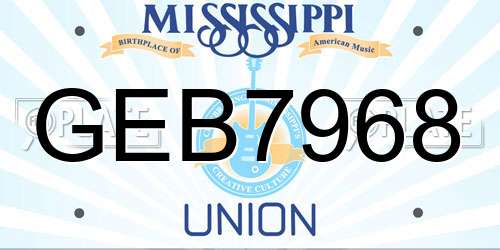 GEB7968 Mississippi License Plate